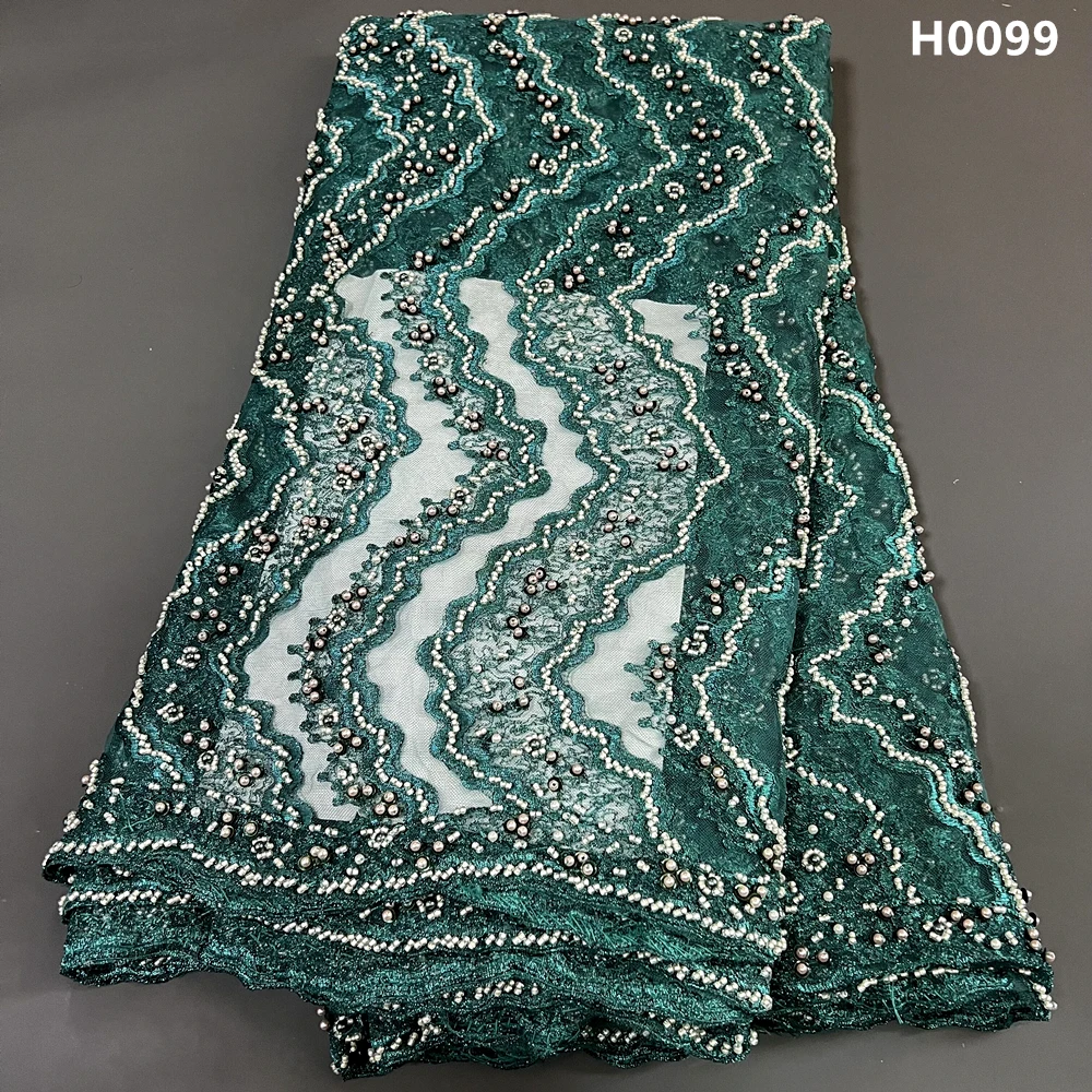 2023 Luxusné Afriky Čipky Textílie Korálkové Oka Flitrami Výšivky Strana Zelených Šiat Pre Ženy Tylu Tkaniny Šitie 5 Metrov Metrov