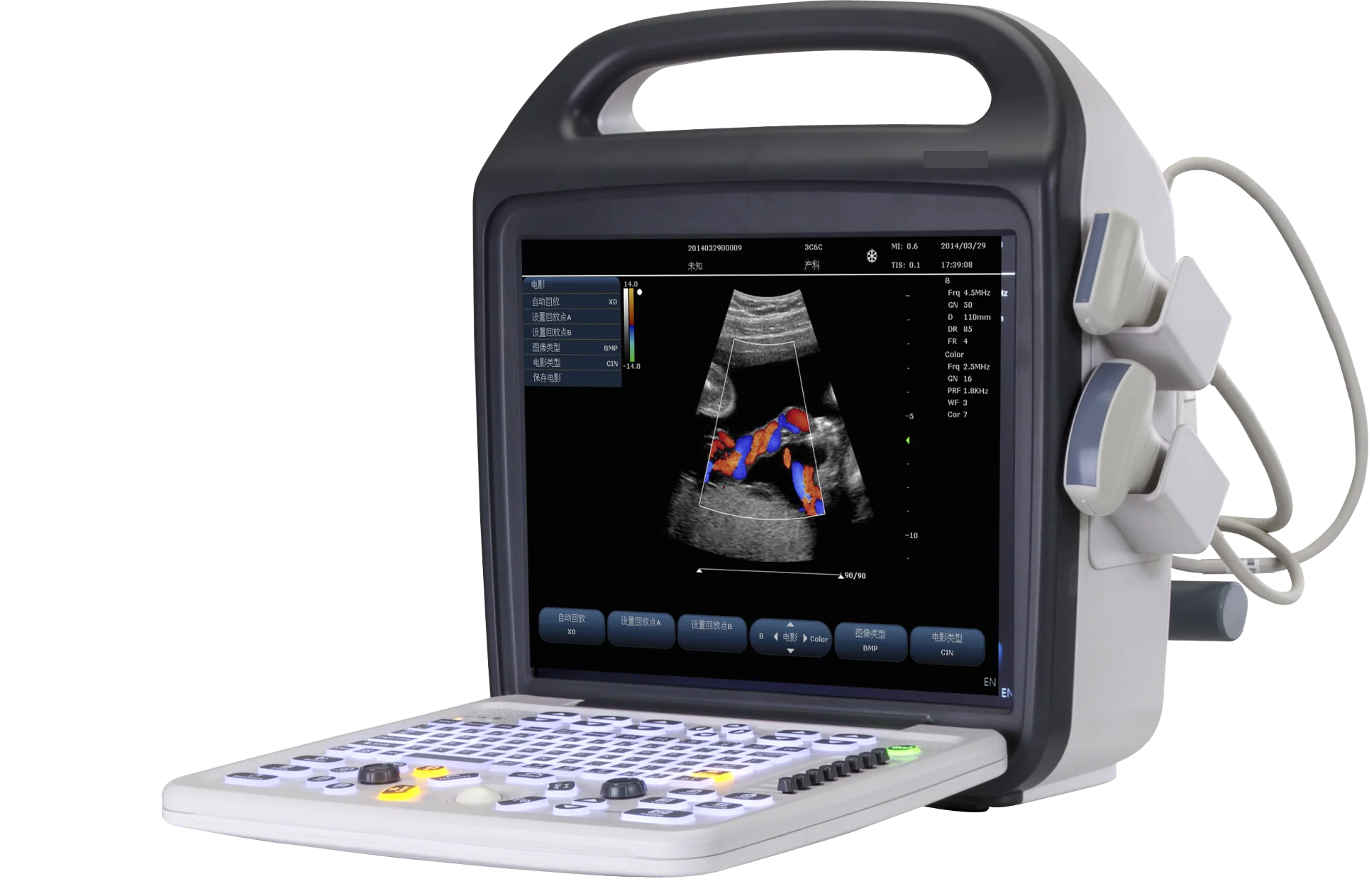 Zviera B-ultrazvuk stroj s vysokým rozlíšením prenosné tehotenstva tester pre hovädzí dobytok, ovce a ošípané, farba veľký displej c10