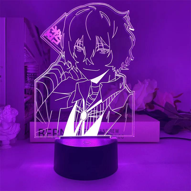 Bungo Túlavých Psov Anime 3D LED Nightlights Dazai Osamu Nakahara Chuuya Lampa Farebné Meniace Nočné Osvetlenie, stolná Lampa Home Decor