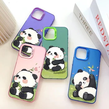 Čína Poklad Panda Telefón puzdro pre IPhone 13 12 11 15 14 Pro Max Plus Objektív Kreatívne Hranice Strieborné Pozlátené Vnútri Pevný TPU Kryt